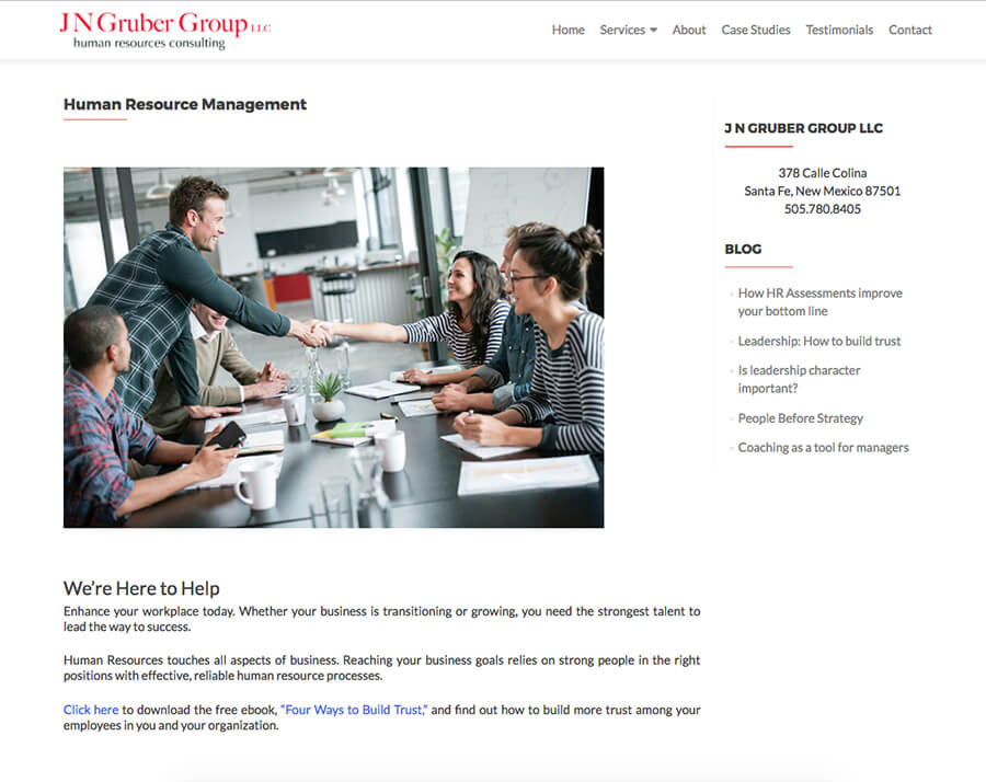 HR Consulting Website Design: J N Gruber Group
